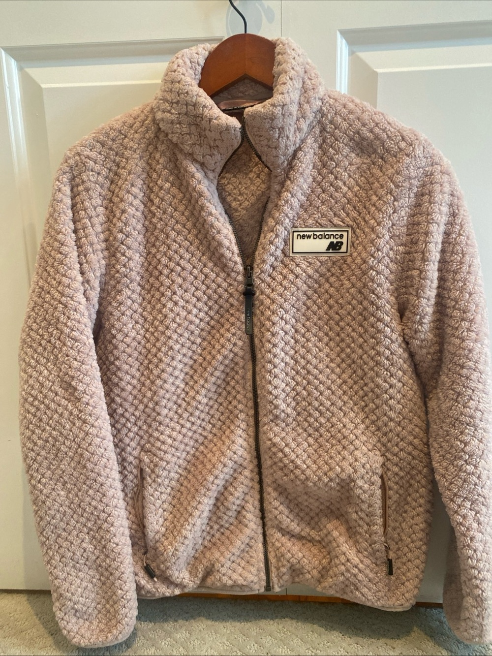 New Balance Plush Teddy Jacket in Pale Pink